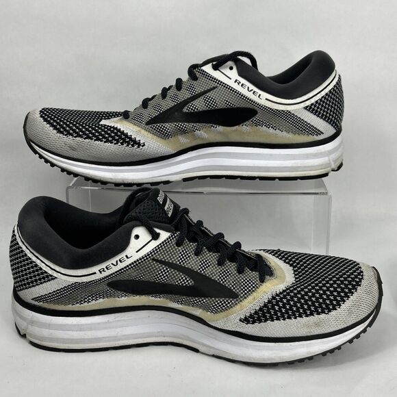 Brooks Revel Men’s Sneaker Sz 11.5 Black White Knit Athletic Running 1102601D155 - Picture 1 of 8